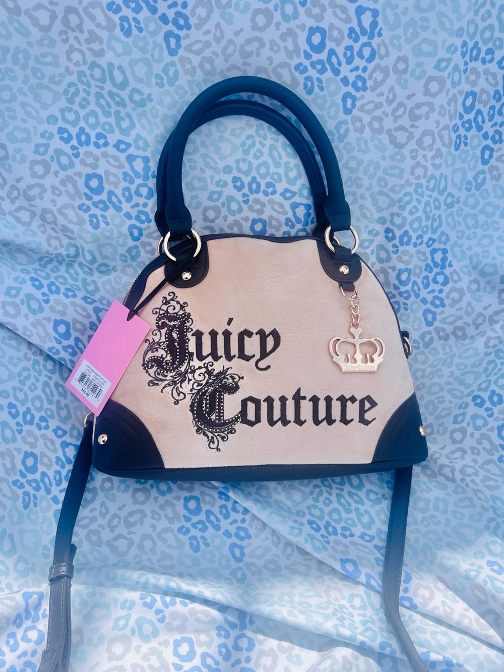 New Brown Beige Juicy Couture Purse Renaissance Bowler Bag Velour Vintage Style